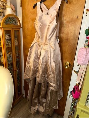 Speechless Satin Champagne High-Low Formal Dress